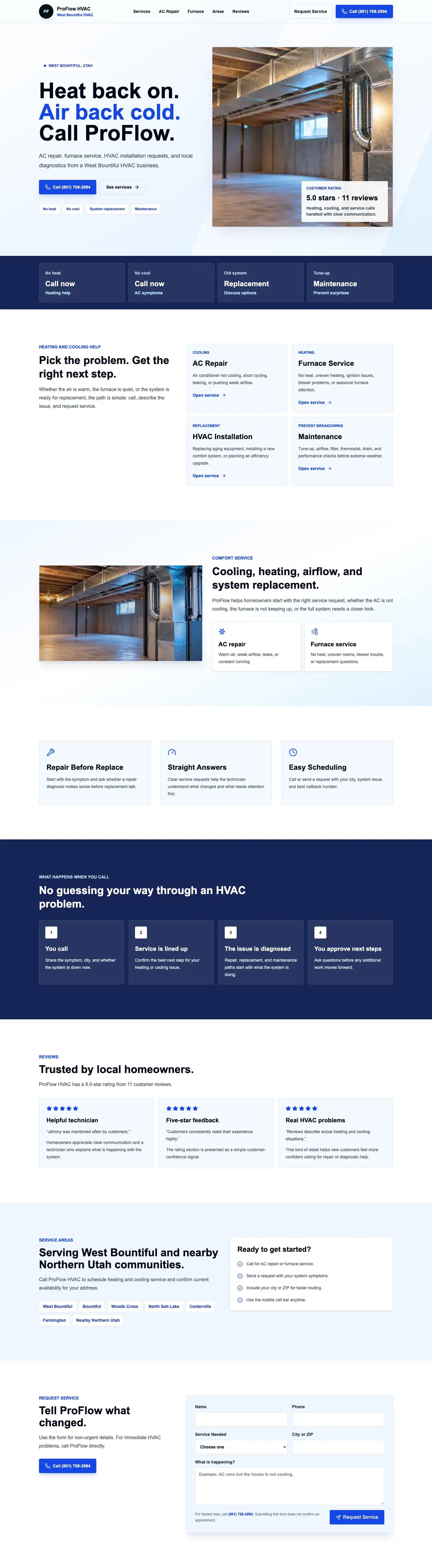 ProFlow HVAC website